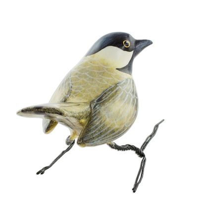 Alternate image for Hand Painted Black Capped Chickadee Clay Bird Figurine Chickadee