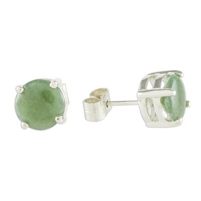 Alternate image for Green Guatemalan Jade Stud Earrings Maya Sweets in Green