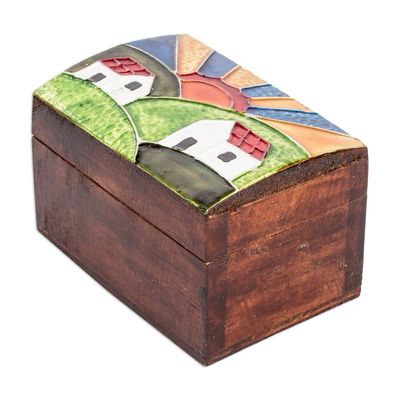 Alternate image for Handcrafted Nature-Themed Pinewood Decorative Box Beautiful Dawn