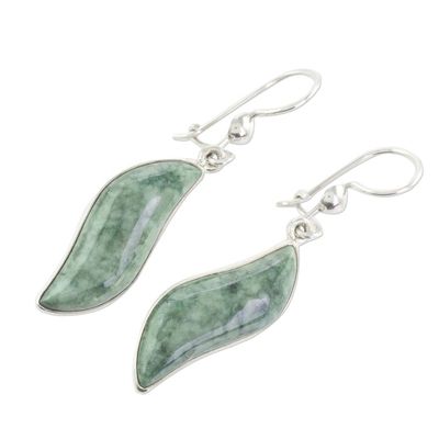 Alternate image for Modern Sterling Silver Dangle Jade Earrings Floating in the Breeze