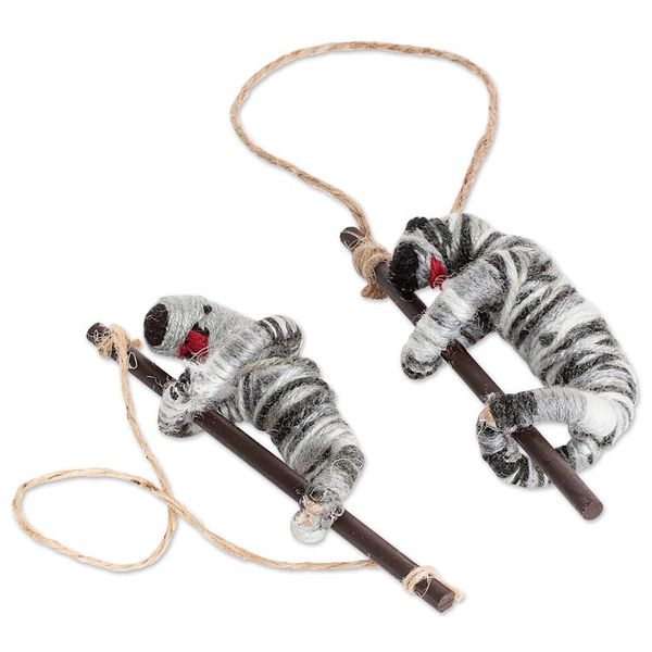 Alternate image for Guatemalan Set of 4 Handcrafted Cotton Sloth Ornaments Vivacious Sloths