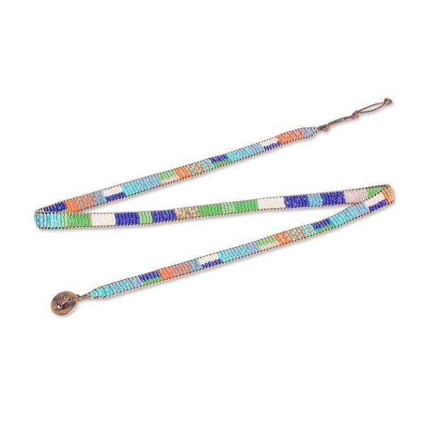 Alternate image for Handcrafted Glass Beaded Wrap Bracelet in Intense Colors Intense Mosaic