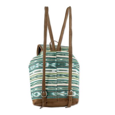 Alternate image for Green Jaspe Weave Cotton Backpack from Guatemala Antigua Fields