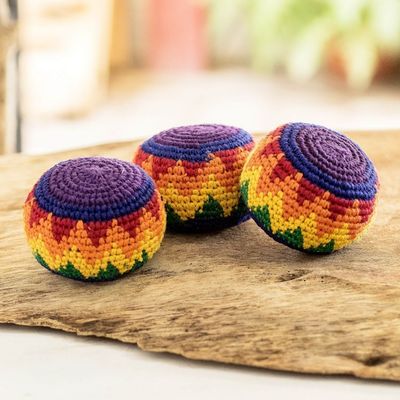 Alternate image for Multicolored Cotton Hacky Sacks Set of 3 Maya Colors