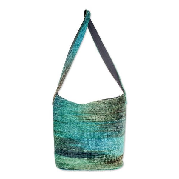 Alternate image for Hand Crafted Bamboo Chenille Shoulder Bag  Jade Magic