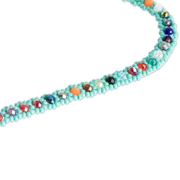 Alternate image for Turquoise Beaded Necklace with Crystals in a Rainbow Palette Turquoise Magic
