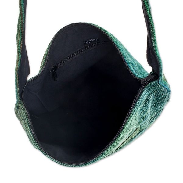 Alternate image for Hand Crafted Bamboo Chenille Shoulder Bag  Jade Magic