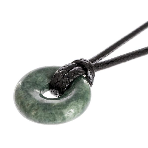 Alternate image for Adjustable Circular Dark Green Jade Necklace from Guatemala Circle of Love in Dark Green