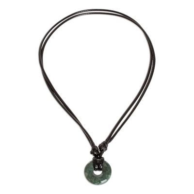 Alternate image for Adjustable Circular Dark Green Jade Necklace from Guatemala Circle of Love in Dark Green