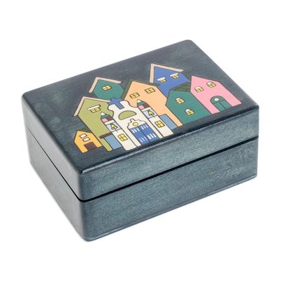 Alternate image for Handmade Christmas Wood Ornaments Set of 4 Village