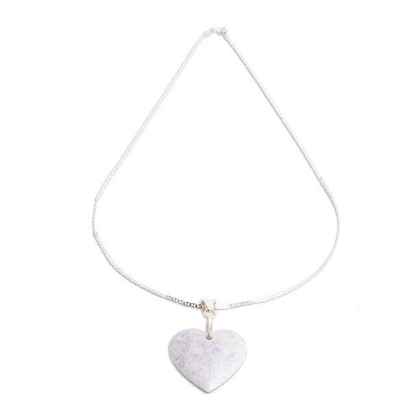 Alternate image for Sterling Silver  Jade Double-Sided Heart Pendant Necklace Love Emotion