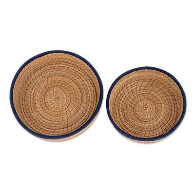 Alternate image for Handmade Pine Needle and Cotton Baskets in Navy Pair Journey to Tecpain in Navy