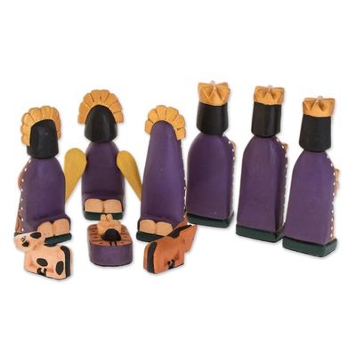 Alternate image for Hand Painted Wood Nativity Scene Medium, Set of 9 Rejoice