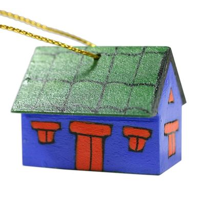 Alternate image for Handmade Christmas Wood Ornaments Set of 4 Village