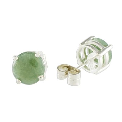 Alternate image for Green Guatemalan Jade Stud Earrings Maya Sweets in Green