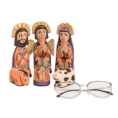 Alternate image for Hand Painted Wood Nativity Scene Medium, Set of 9 Rejoice