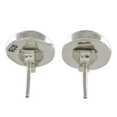 Alternate image for Round Jade Stud Earrings in Sterling Silver Harmonious Peace