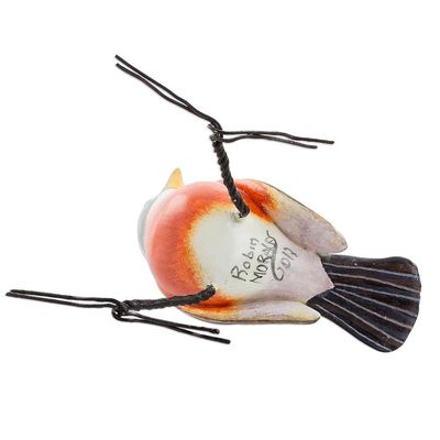 Alternate image for Artisan Crafted Robin Clay Bird Figurine from Guatemala Robin