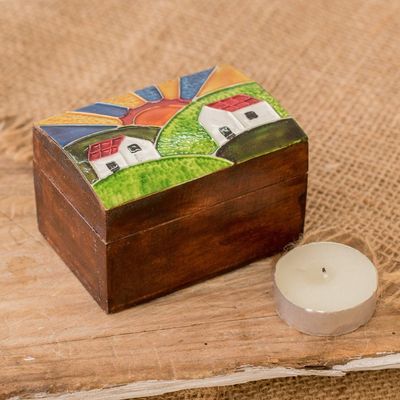 Alternate image for Handcrafted Nature-Themed Pinewood Decorative Box Beautiful Dawn