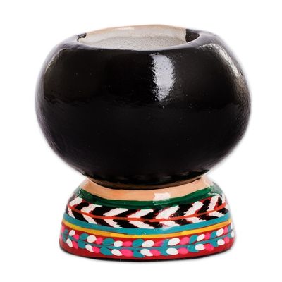 Alternate image for Guatemalan Handpainted Woman-shaped Mini Ceramic Flower Pot Esperanza Dreaming