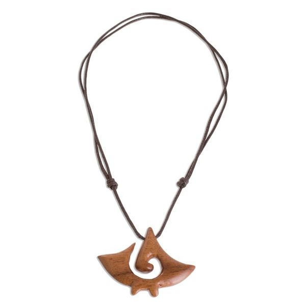 Alternate image for Swirl Pattern Jobillo Wood Pendant Necklace from Costa Rica Jobillo Swirl Figure