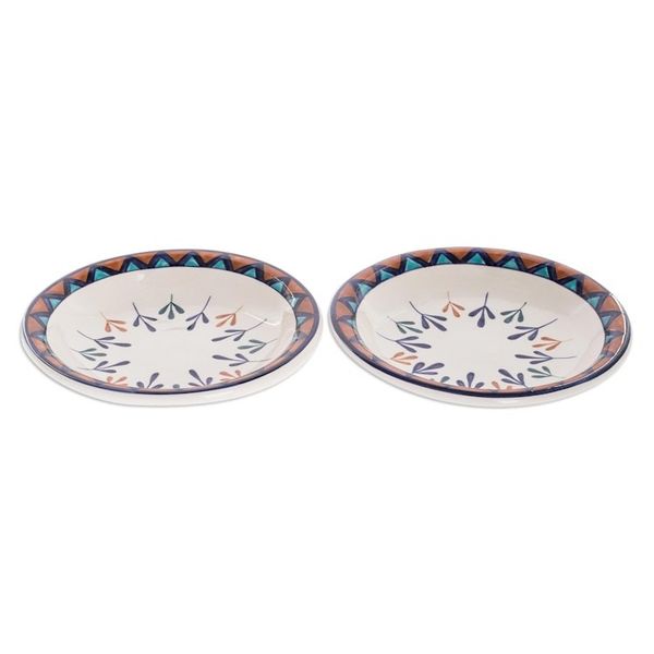 Alternate image for Ceramic Hand Painted Bowls with Geometric Design Pair Antigua Breeze