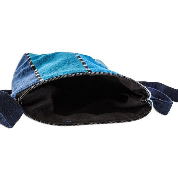 Alternate image for Striped Blue Cotton Sling Crafted in Guatemala Blue Lake