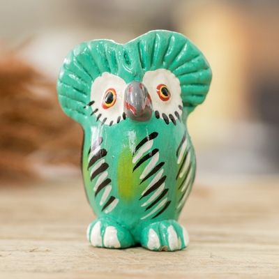 Alternate image for Hand-Painted Small Ceramic Owl Figurine from Guatemala Endearing Tecolote