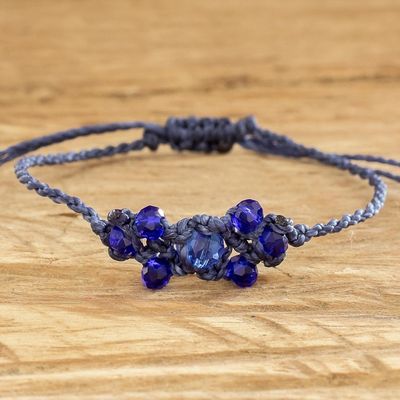 Alternate image for Blue Beaded Macrame Bracelet from Guatemala Oniric Glow