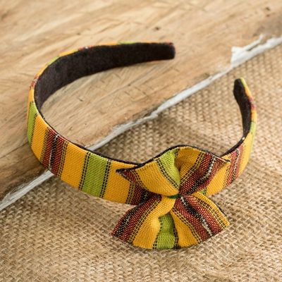 Alternate image for Ocher Headband with Bow Hand-woven with 100 Cotton Canvas Ocher Origins