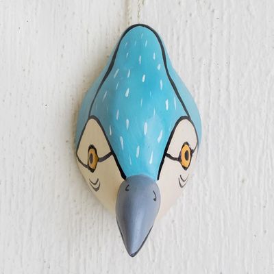 Alternate image for Light Blue Kingfisher Small Wood Mask Kingfisher