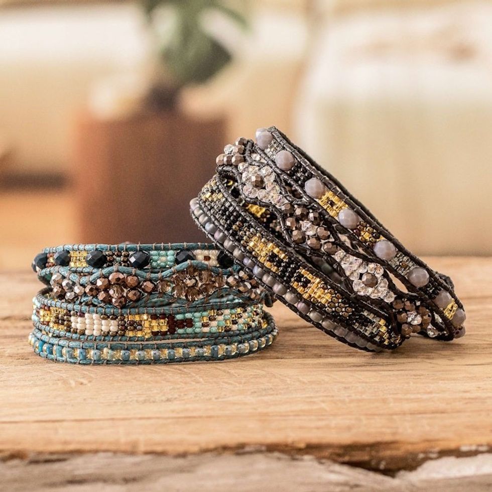 Handcrafted Beaded Positive Energy Long Wrap Bracelets 'Compassion and Guidance'