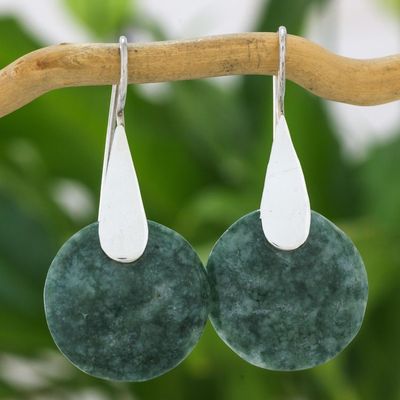 Alternate image for Modern Fair Trade Silver 925 Light Green Jade Earrings Cool Yaxha Jungle