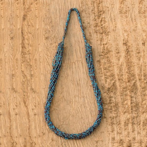 Alternate image for Artisan Crafted Beaded Necklace Cool Grotto