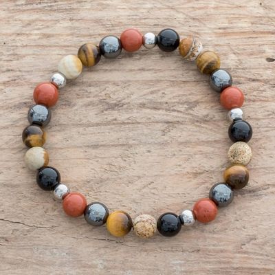 Alternate image for Mens Multi-Gemstone Beaded Stretch Bracelet from Costa Rica Planetary Harmony