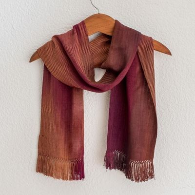 Alternate image for Handcrafted Rayon Scarf Solola Wine Cocoa