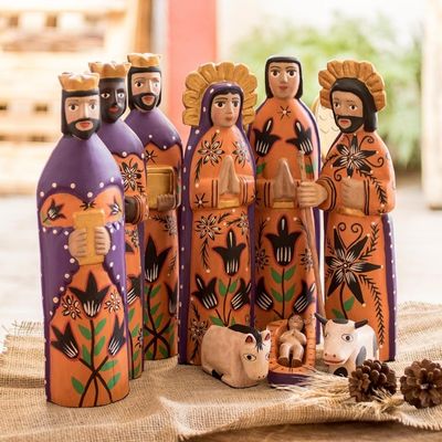 Alternate image for Wood Nativity Scene Sculpture Set of 9  Rejoice