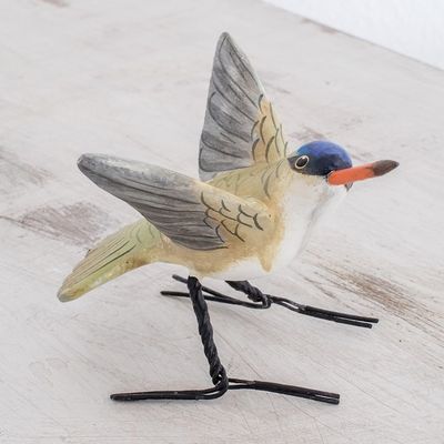 Alternate image for Ceramic Violet-Crowned Hummingbird Figurine from Guatemala Violet-Crowned Hummingbird