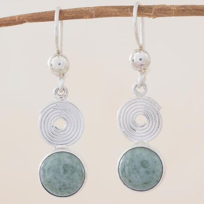 Alternate image for Light green jade dangle earrings Spiral of Life