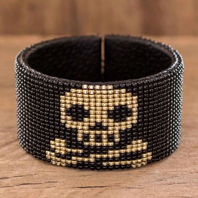 Alternate image for Black Skull Motif Cuff Bracelet Deadly One