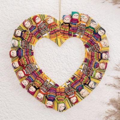Alternate image for Handcrafted Heart-Shaped Cotton Worry Doll Wreath United by Love