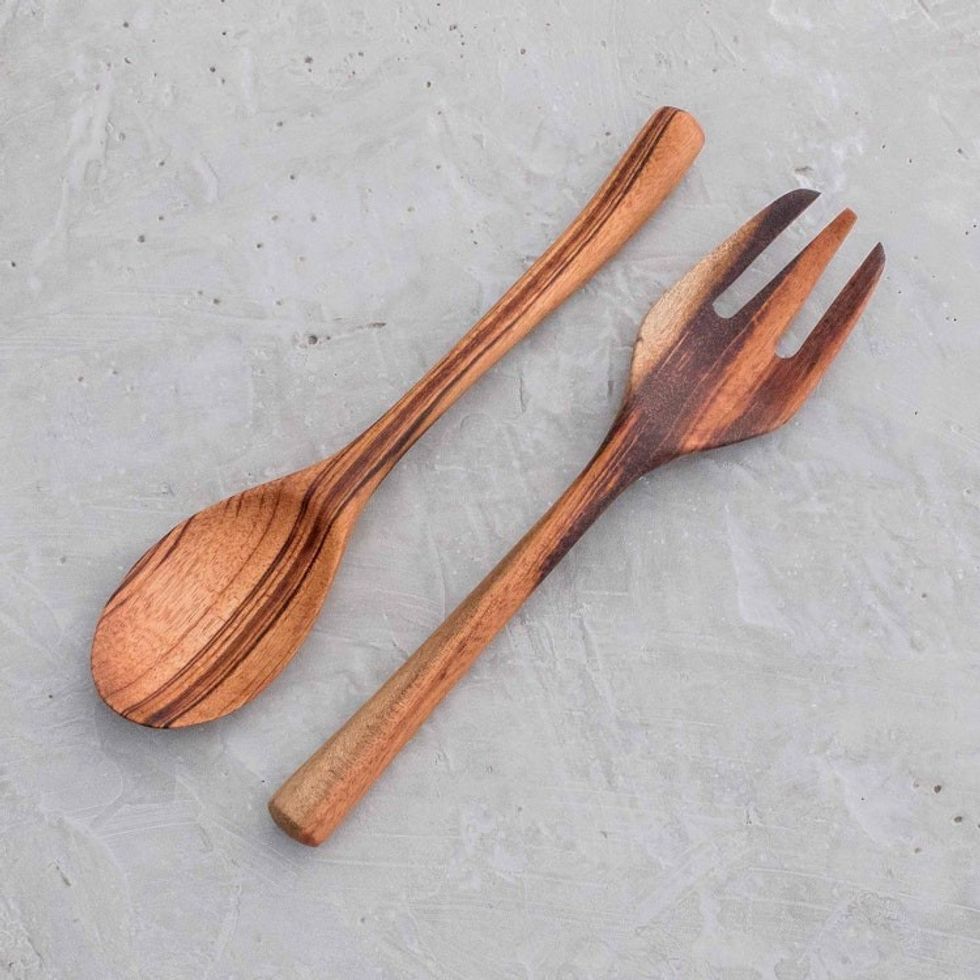 Food Safe Wood Salad Servers Pair 'At the Table'