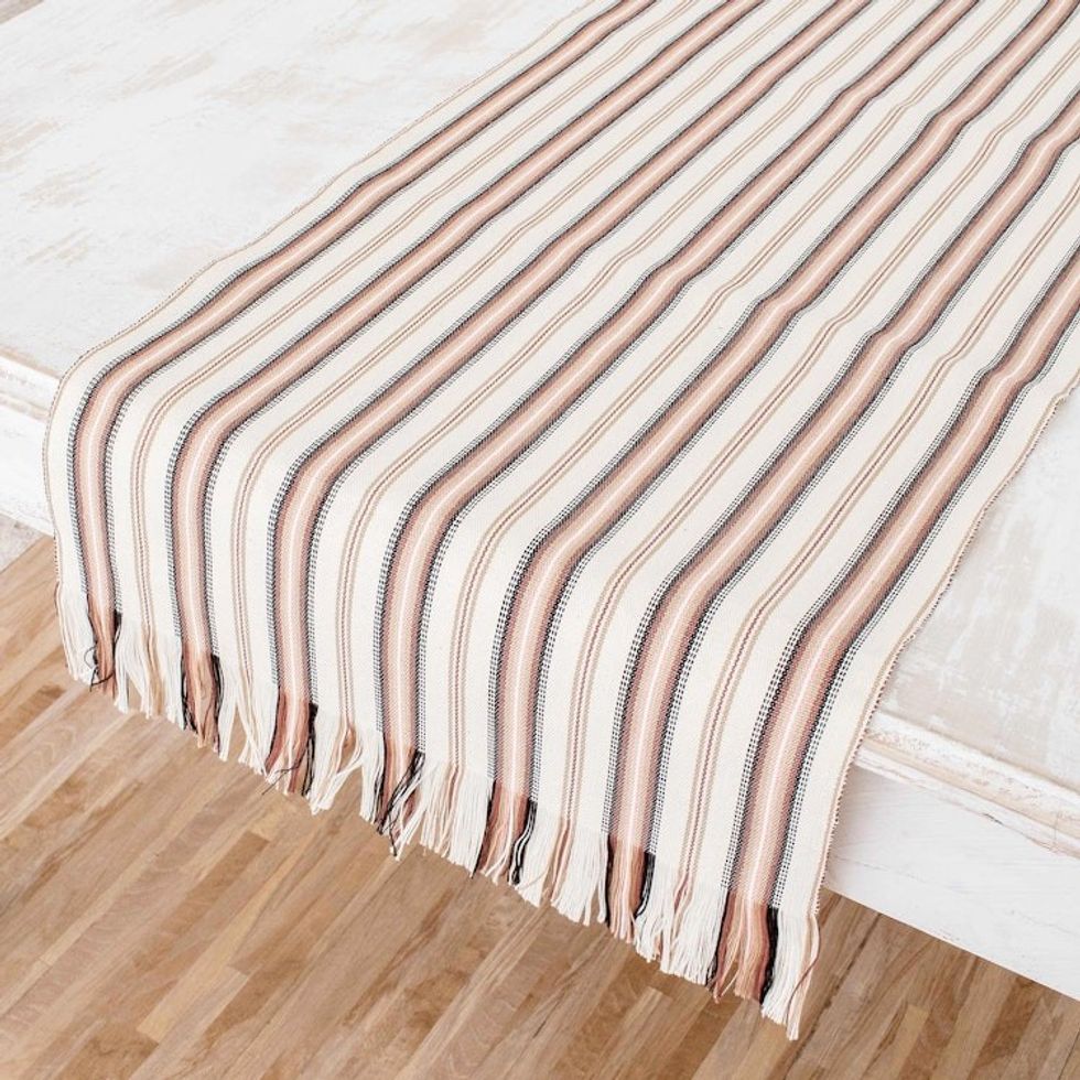 Striped Cotton Table Runner 'Nutmeg Stripe'