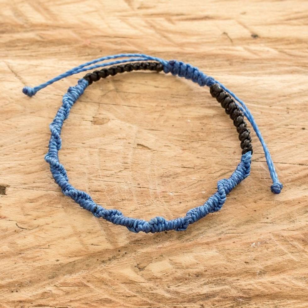 Handmade Macrame Bracelet from Guatemala 'Ripple Effect in Blue'
