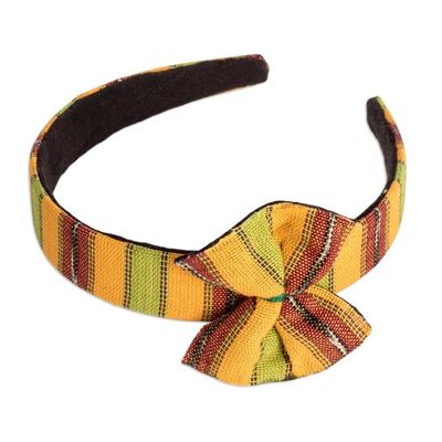 Alternate image for Ocher Headband with Bow Hand-woven with 100 Cotton Canvas Ocher Origins