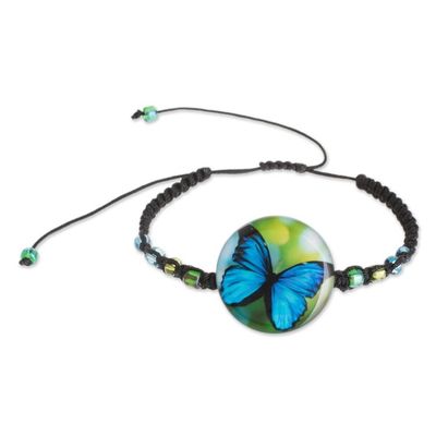 Alternate image for Butterfly Glass Beaded Macrame Pendant Bracelet Morpheus