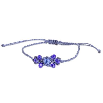 Alternate image for Blue Beaded Macrame Bracelet from Guatemala Oniric Glow