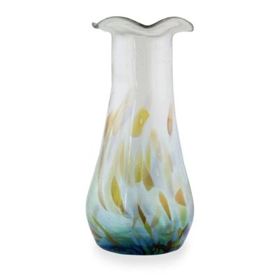Alternate image for Fair Trade Artisan Crafted Hand Blown Glass Vase Aquatic Fantasy
