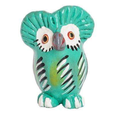 Alternate image for Hand-Painted Small Ceramic Owl Figurine from Guatemala Endearing Tecolote