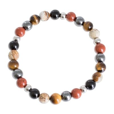 Alternate image for Mens Multi-Gemstone Beaded Stretch Bracelet from Costa Rica Planetary Harmony